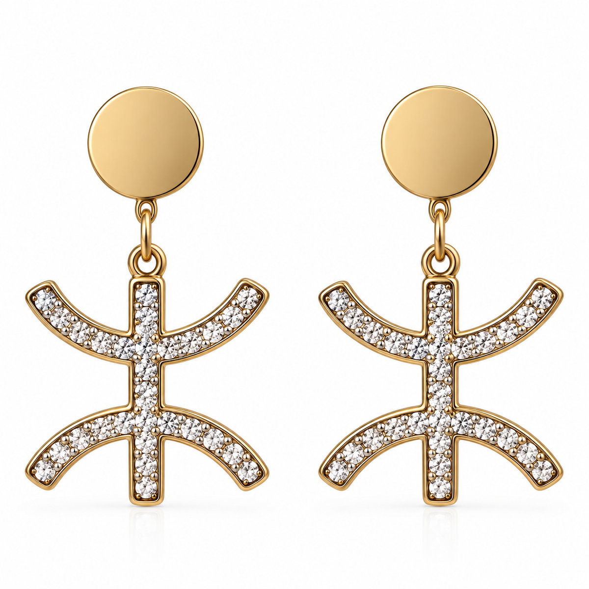 Boucles d'Oreilles Pendantes Amazighes Symbole Yaz Scintillant