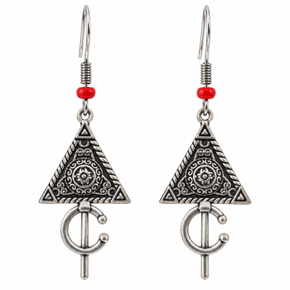Boucles d'Oreilles Amazighes avec Détail Rouge et Gravures