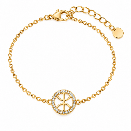 Bracelet Kabyle Fin Doré – Médaillon Symbole Yaz et Strass