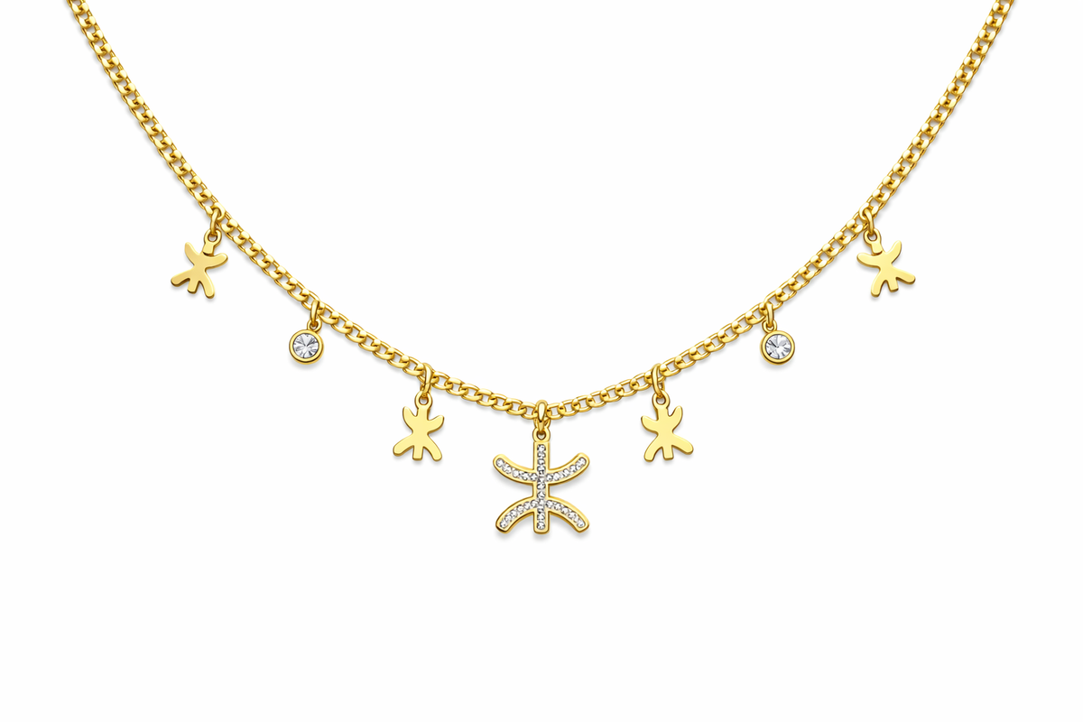 Collar Ras de Cuello Bereber con Colgantes Yaz y Cristales