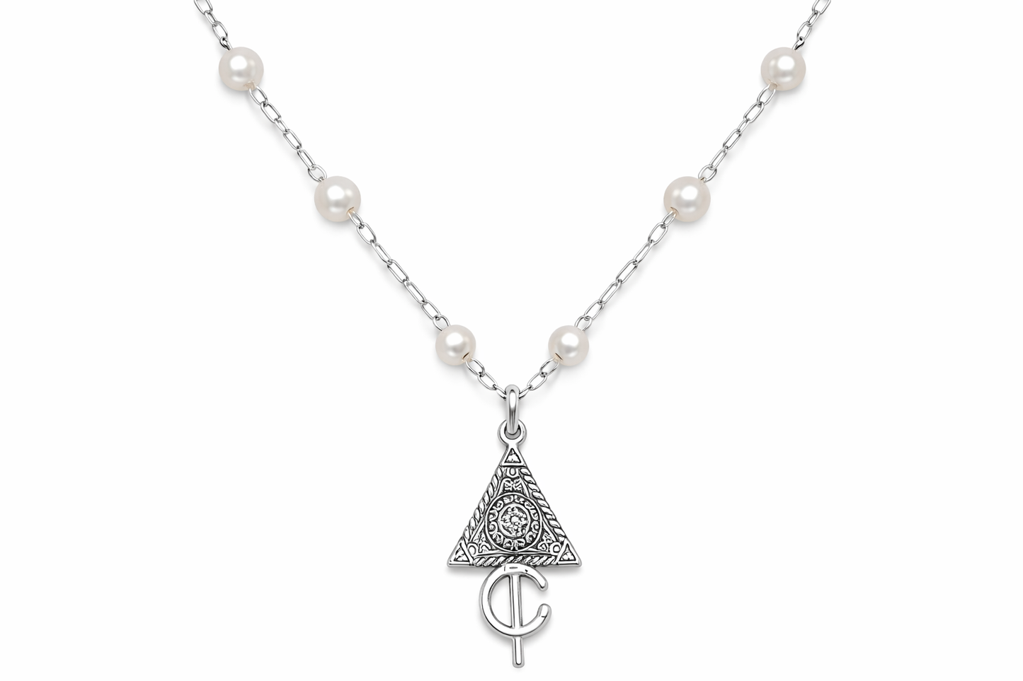 Collier Kabyle Argenté à Perles – Pendentif Triangle et Yaz