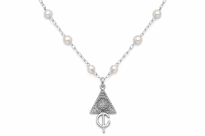 Collier Kabyle Argenté à Perles – Pendentif Triangle et Yaz