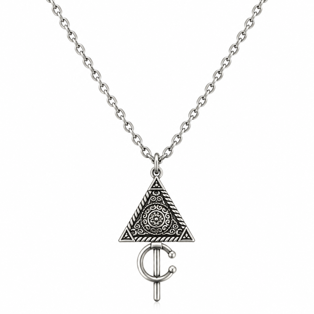 Collier Kabyle Triangle Gravé et Symbole Amazigh