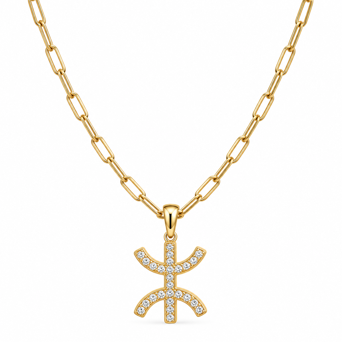 Collar Identidad Kabyle Dorado con Strass y Eslabones Alargados