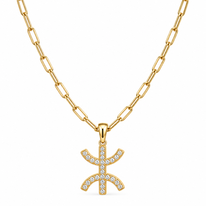 Collar Identidad Kabyle Dorado con Strass y Eslabones Alargados