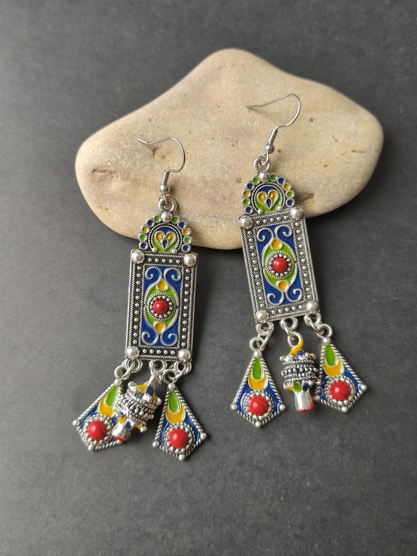 Boucles d'oreilles pendantes kabyle traditionnelles