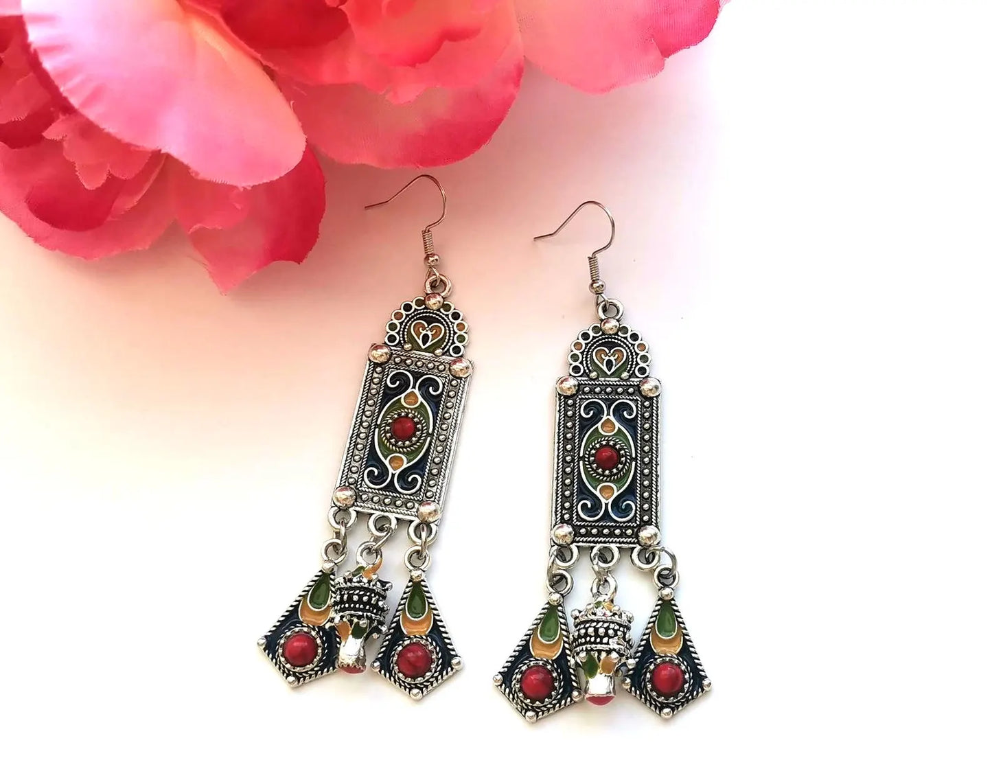 Boucles d'oreilles pendantes kabyle traditionnelles