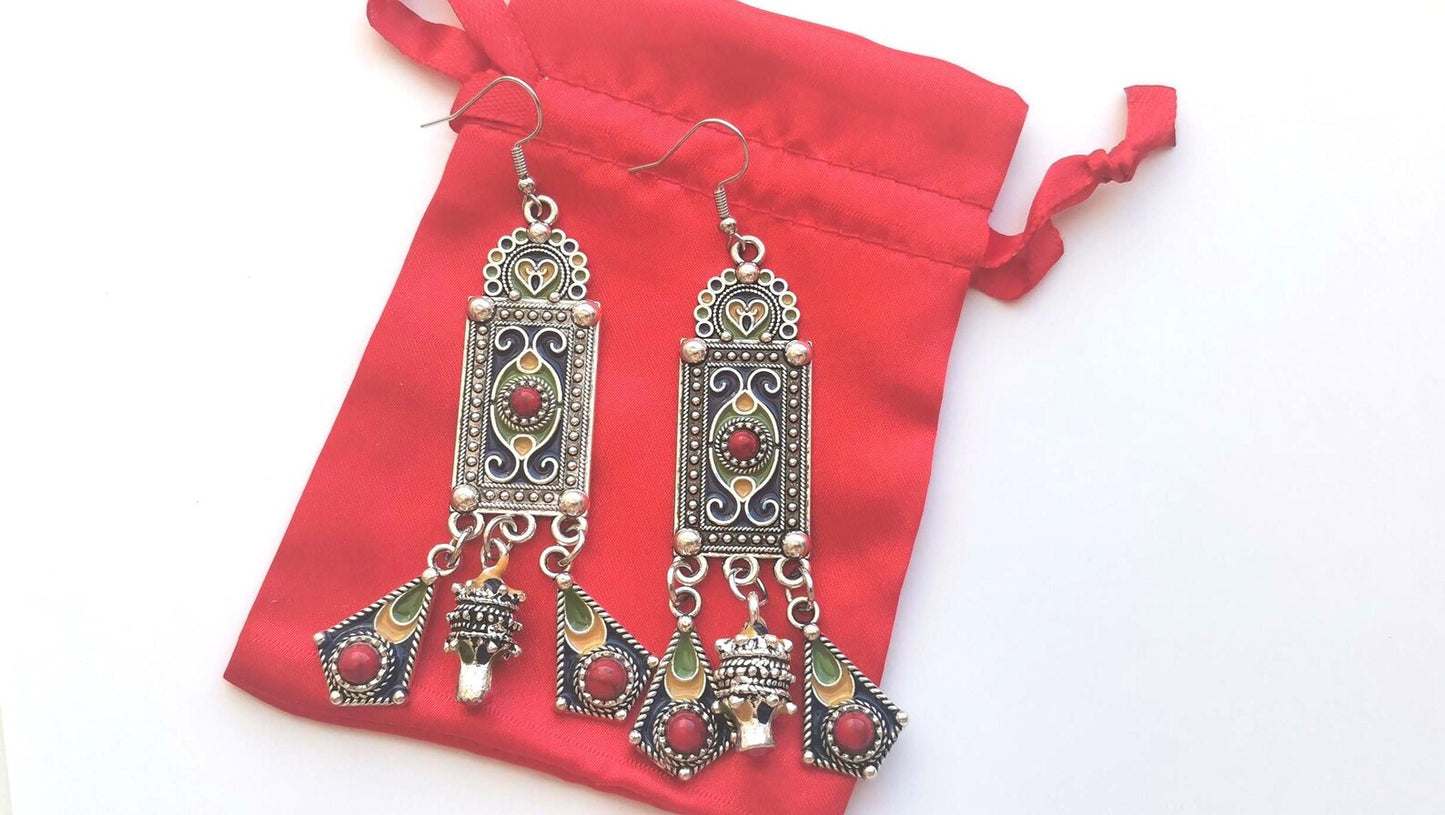 Boucles d'oreilles pendantes kabyle traditionnelles